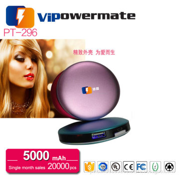 Round shape 5000mah slim gift magic mirror mobile power bank for phone